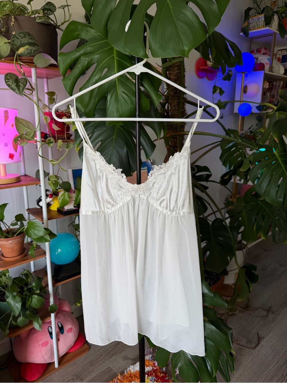Women's White Lace-Trim Slip Dress